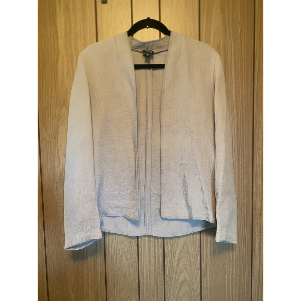 Eileen Fisher Silk Rayon Open Front Gauze Jacket Cardigan Beige Women's S